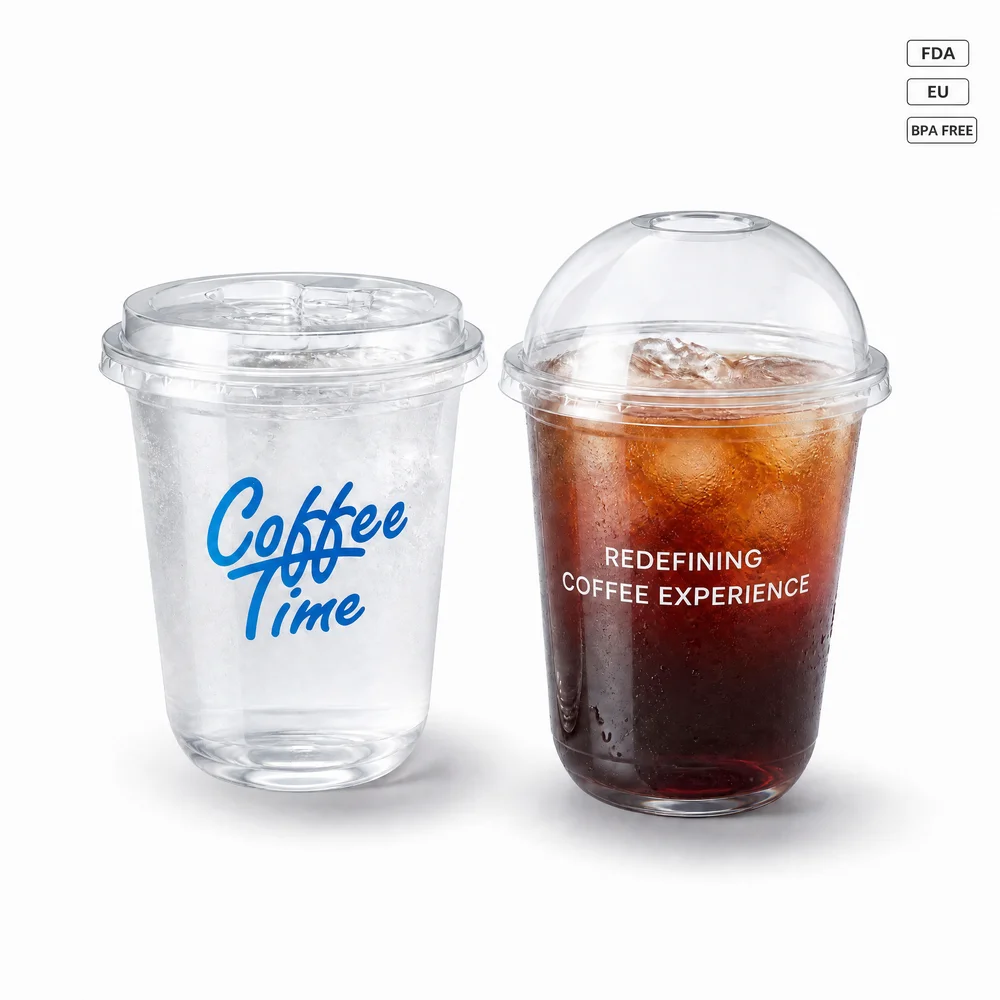 Wholesale 12oz PET Plastic Cups with Lids Disposable Clear Cold Drink Cups 89mm for Coffee Bubble Te