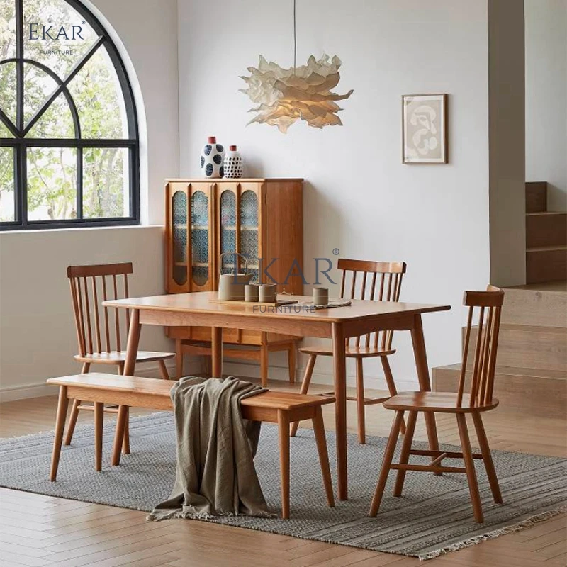 product new design ekar solid wood dining table and chairs set kitchen table set 4 chairs-61