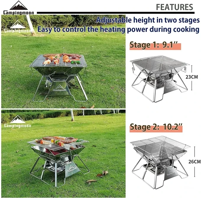 CAMPINGMOON Portable StoveTop Grill Net Mini Foldable Furnace