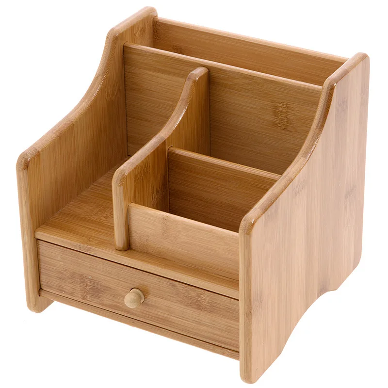HOSTK ZM2028 бамбуковая деревянная полка-органайзер для рабочего стола с ящиками, настольное мини-хранилище для офиса