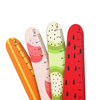 A Set of 4 Wooden Bookmark Stationery Items Fruit-shaped Learning Stationery Gifts Cartoon Wooden Ruler Ornaments for Desks
