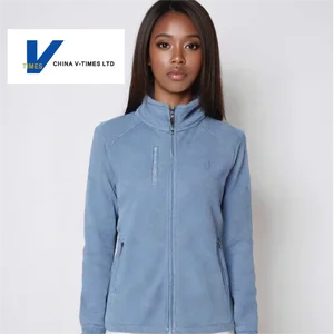 China V-Times Autumn Women's Casual Cardigan Stand Collar Thickened Fleece Lining Sports Outdoor Warm Jacket with Front Logo