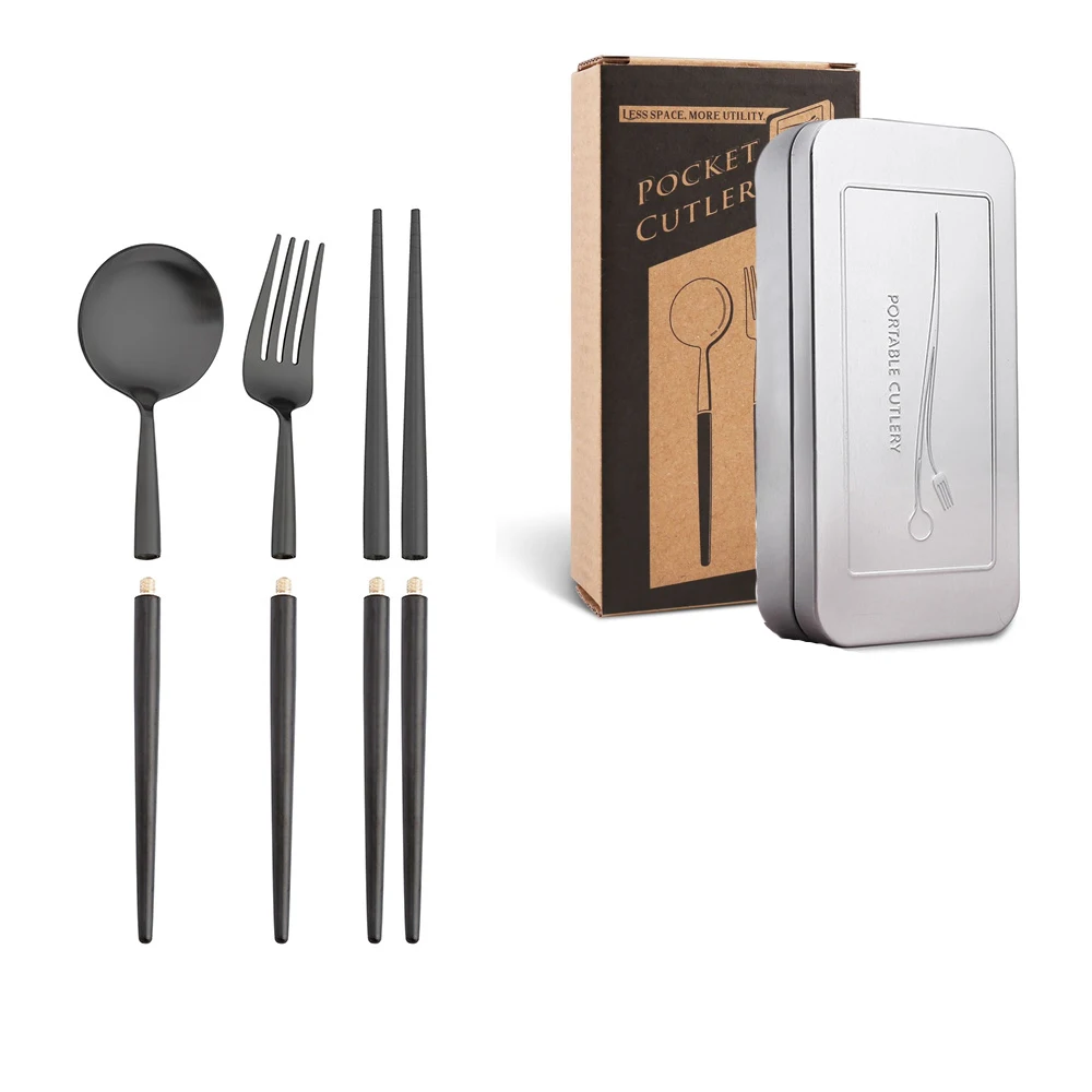 Detachable Travel Portable Stainless Steel Flatware Set Foldable
