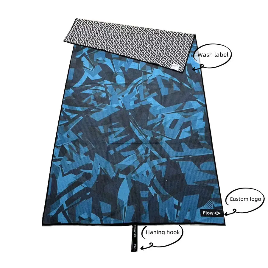 RPET Fiber Custom Design Double Sides Printed Recycled Plastic Bottle Waffle Swimming Beach Towel With Hook details