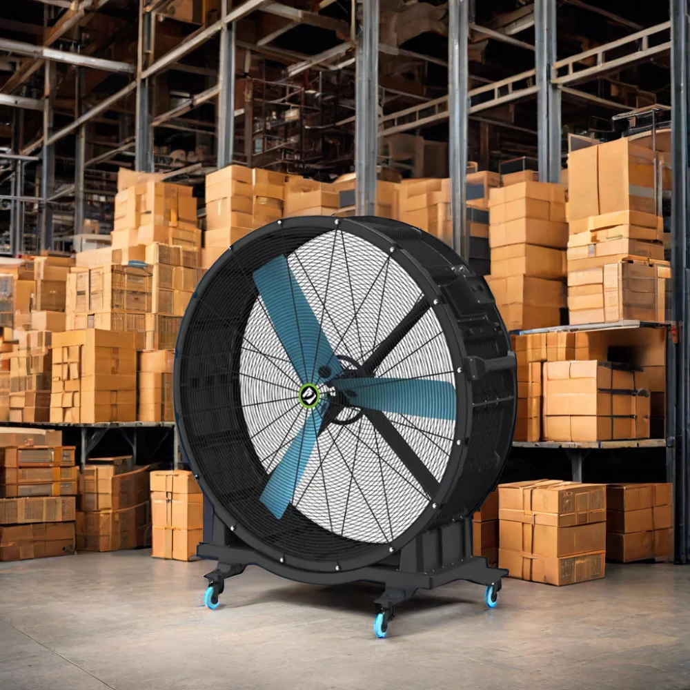 Ventilatore industriale elettrico mobile a basso consumo PMSM con spinta manuale Ventilatore da tavolo mobile