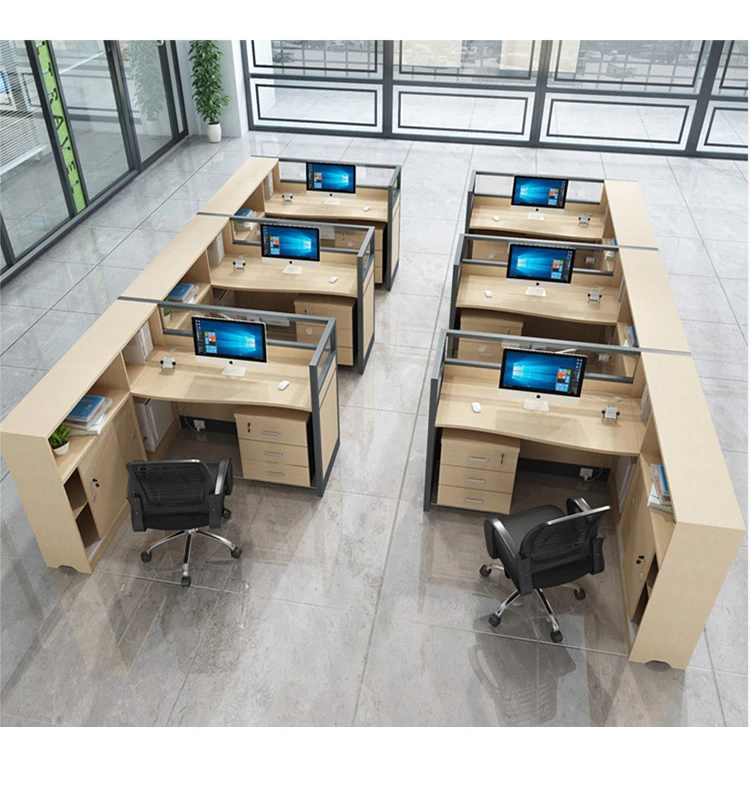 Shenzhen Cubic Office Table Partition Durable Glass Fabric Screen for Office Divisions L Shape Staff Desk