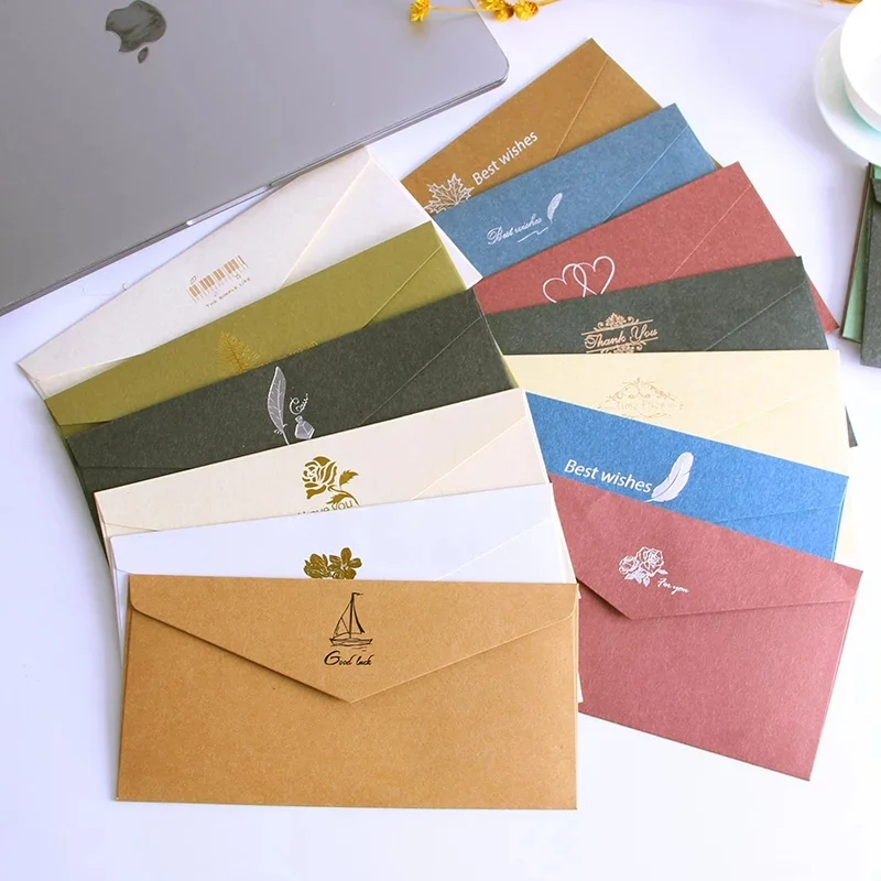Factory Machine Made High Quality Wedding Invitation Packaging Flat Envelope Custom Print Paper Envelope for Gift Card Packing