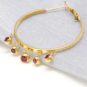 Trendy Ethnic Party Summer Beach Jewelry Display Custom Natural Stone Stainless Steel Hoop Hook Earring Geometric Shape Hanging