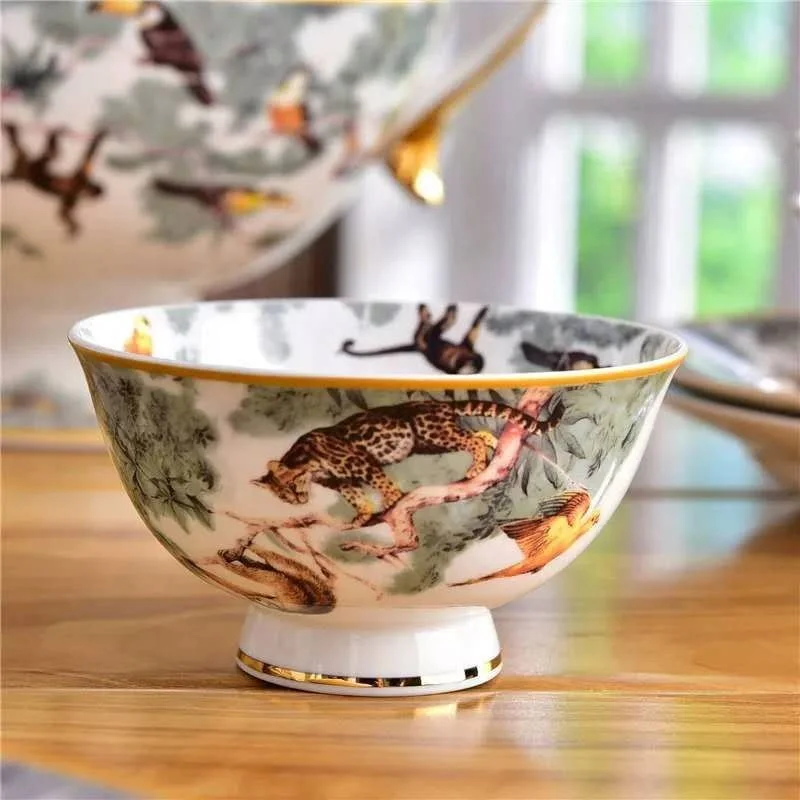 Luxury Jungle Series Tableware - Elegant Ceramic Dinner Set