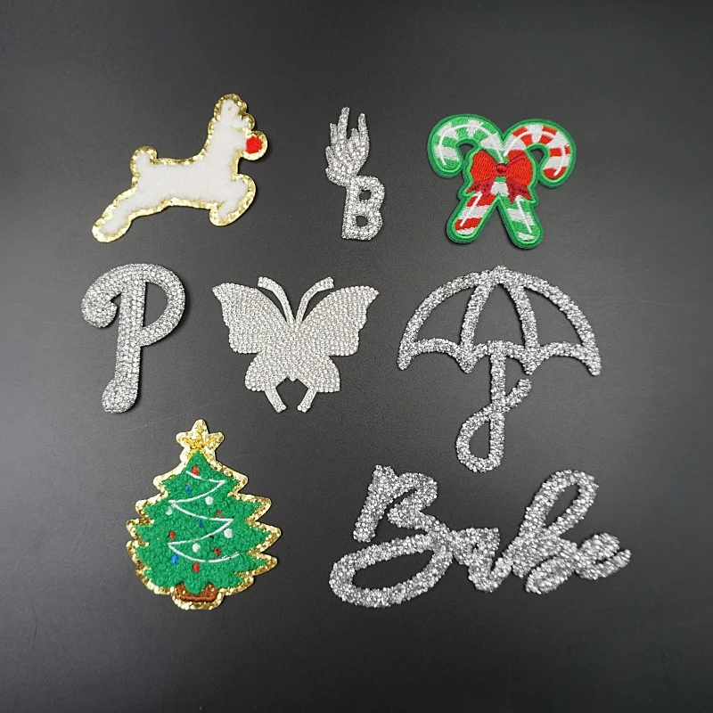 Designer ready design wholesale rhinestone t-shirt logo bowtie luxury heat press rhinestone patches