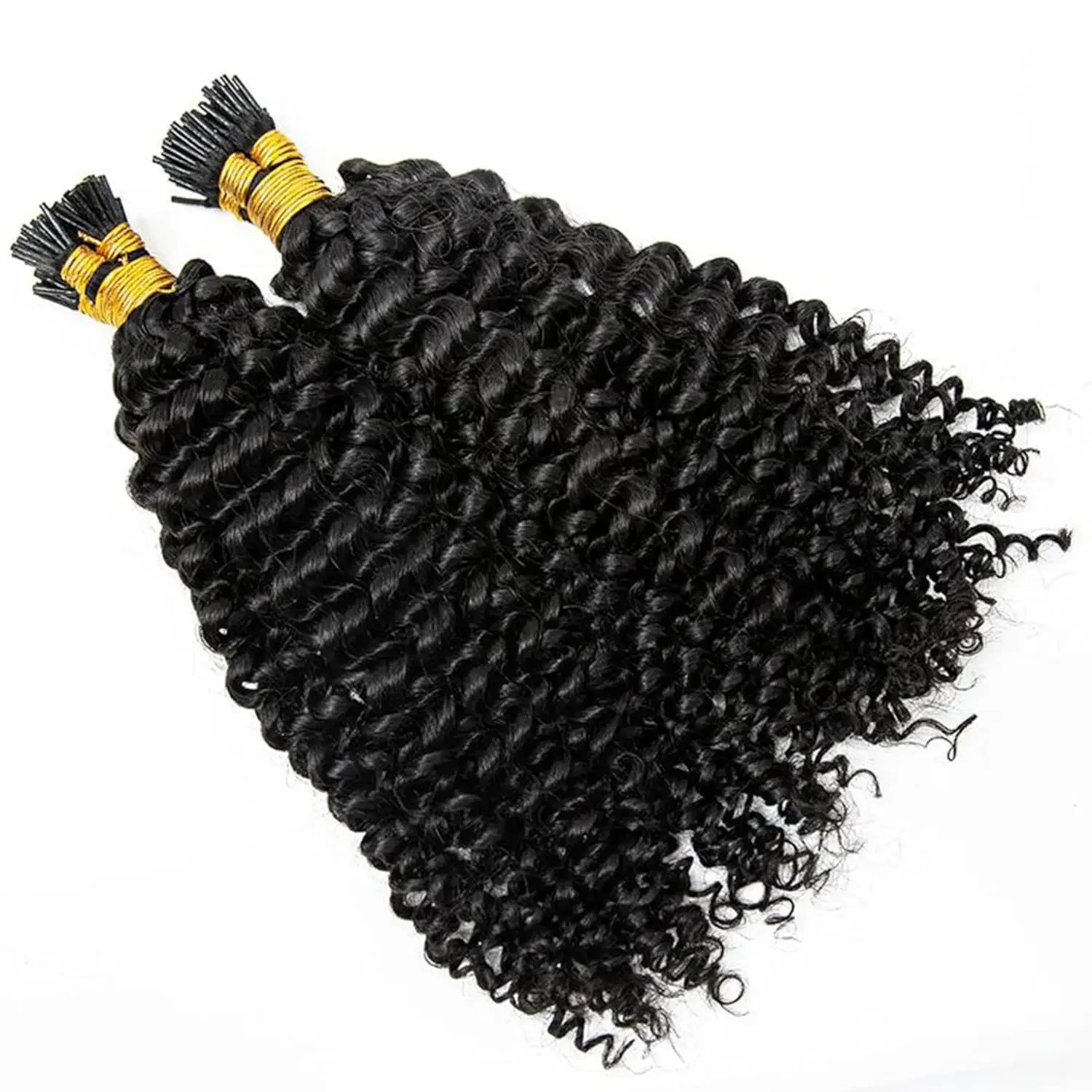 Kinky Curly Peruvian Remy Human Hair Extension Deep Curly I Tip Hair_voghion.com