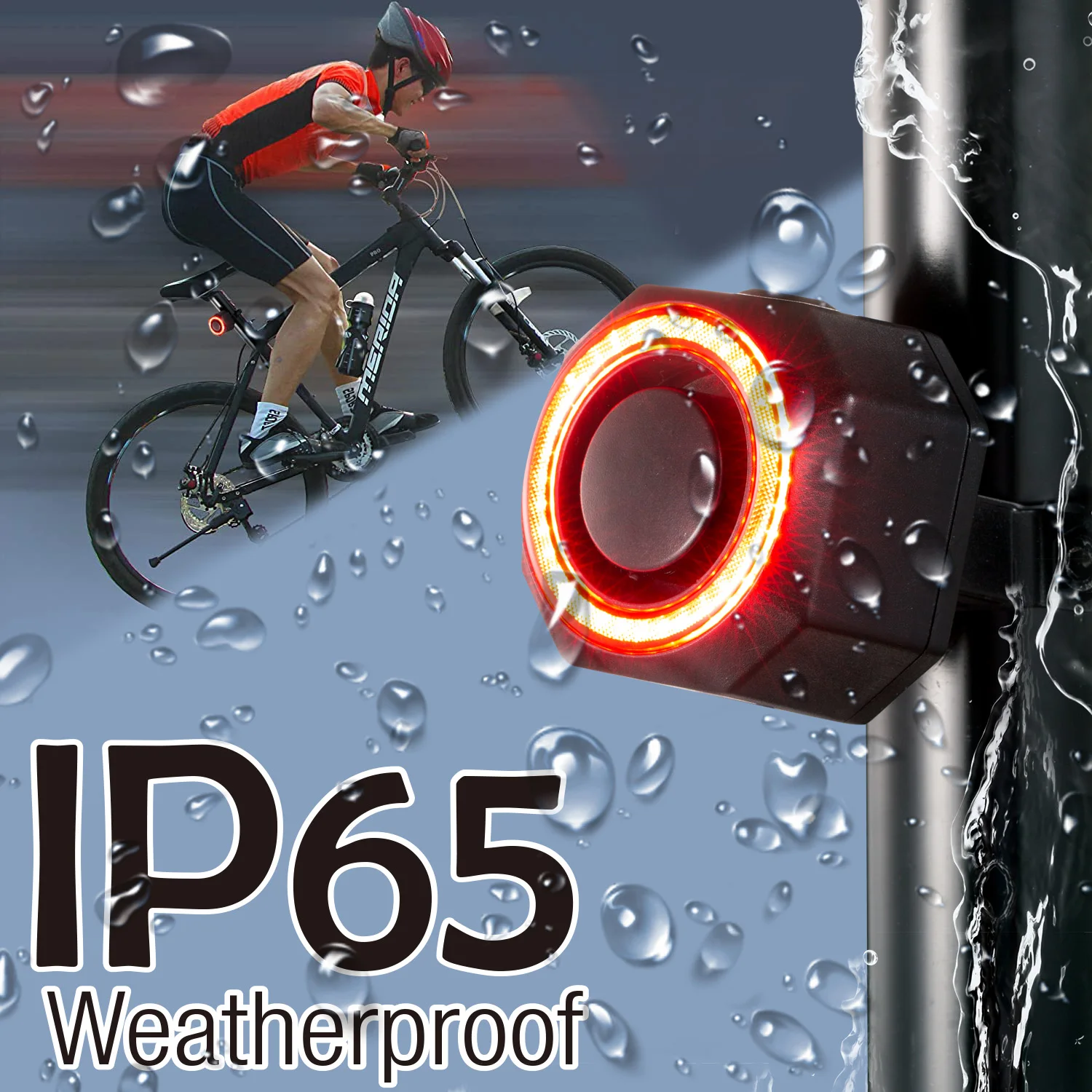 Rechargeable USB Powered Bicycle Alarm with Vibration Sensor Tail Light Smart Brakes Flashlight LED Light for Bikes