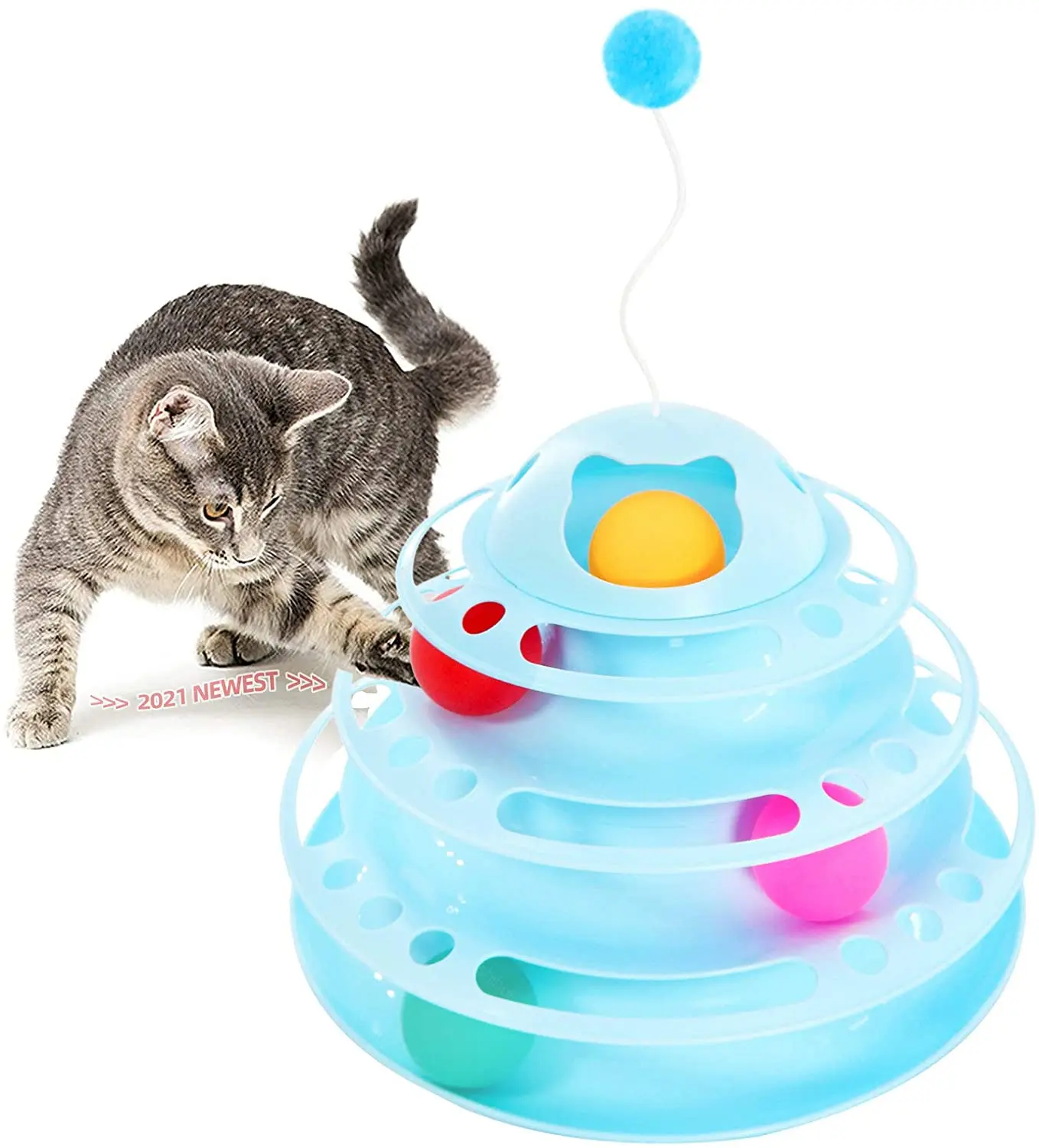 Cat toy Roller  4  levels for fun small ball with slider Pet cat toy