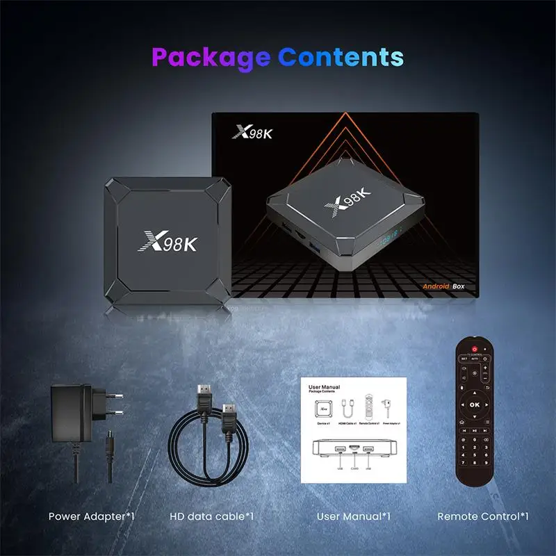 New Arrival X98K TV Box Android 13 WIFI6 Quad Core RK3528 8K H.265 Android Tv Box X98K Set Top Box