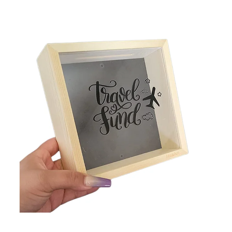 Piggy Banks Adults Decorative Shadow Box Bank Wooden Coin Saving Box