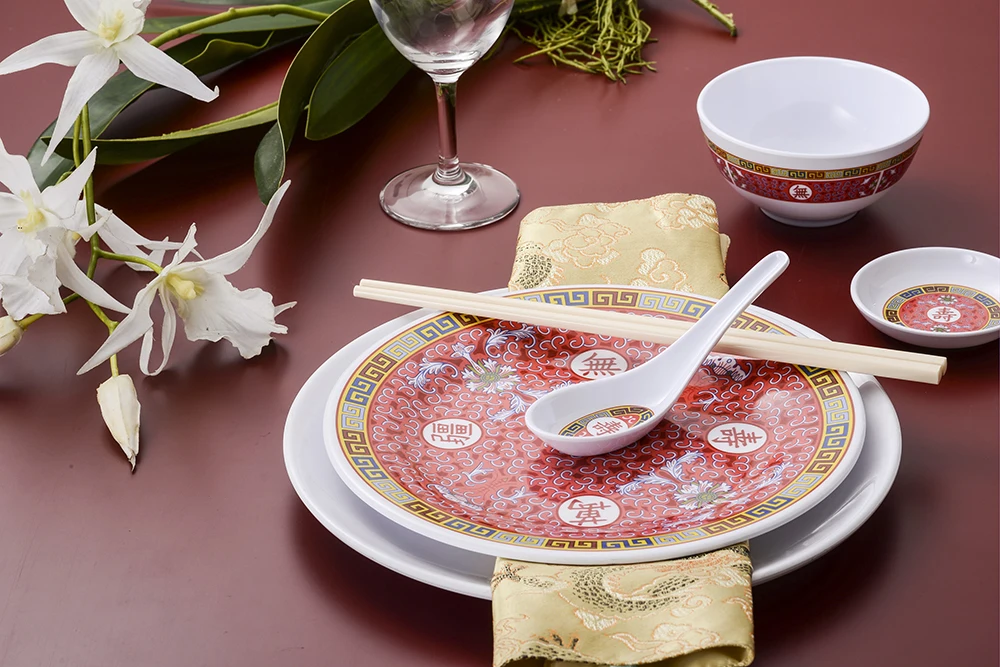 Free Sample Customized Logo Asian Rice Soba Noodle Ramen Chinese Won Ton Melamine Soup Spoon