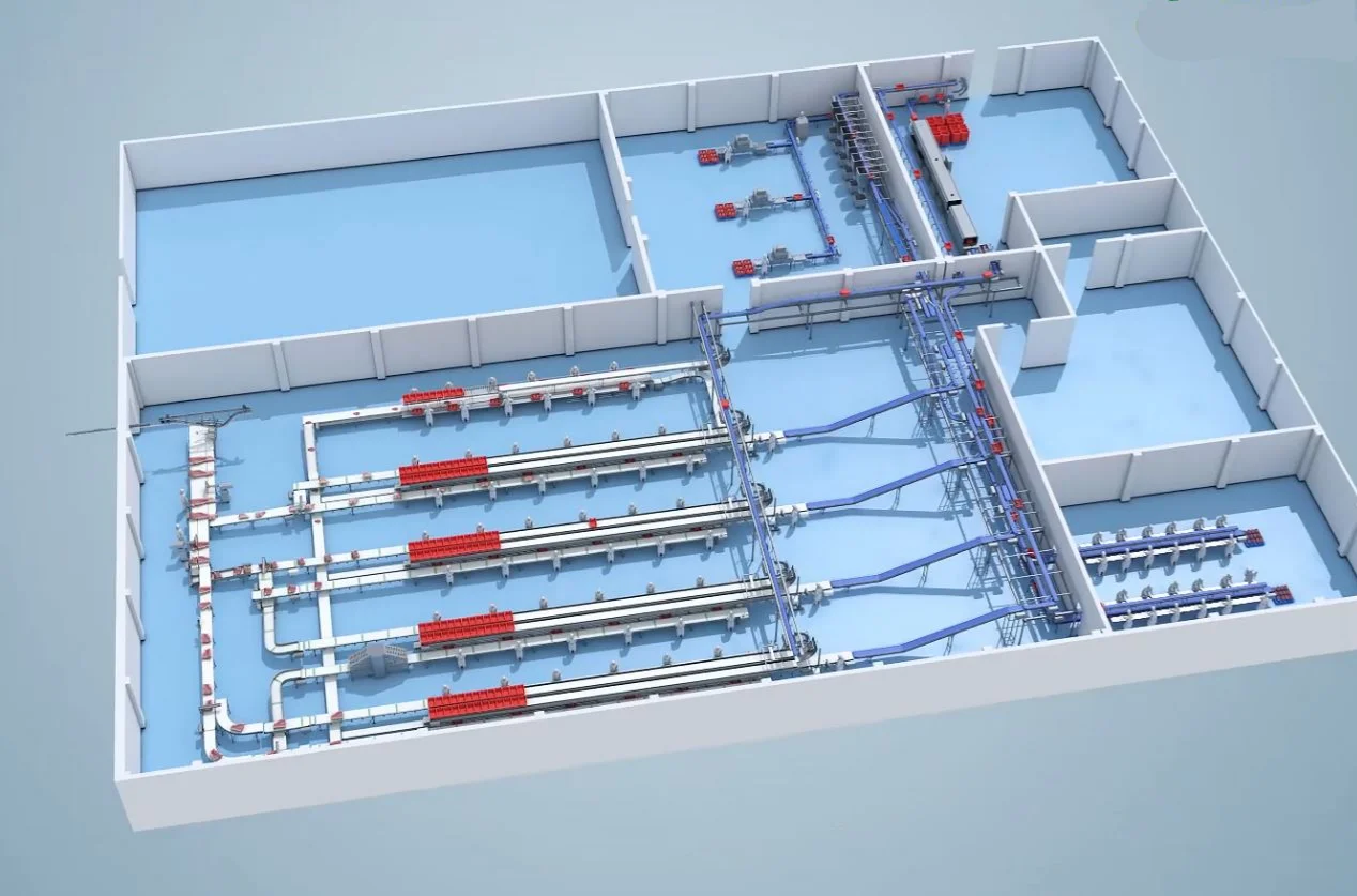Meat slaughterhouse equipment PVC conveyor belts for cutting and packaging lines