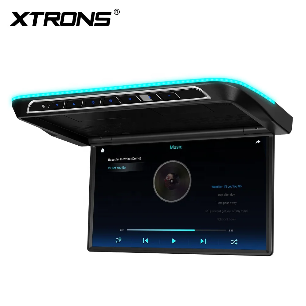 XTRONS 17.3" Motorized Android Car TV Auto Flip Down Monitor with FHD IPS Screen 8K Car Roof Player FM USB SD