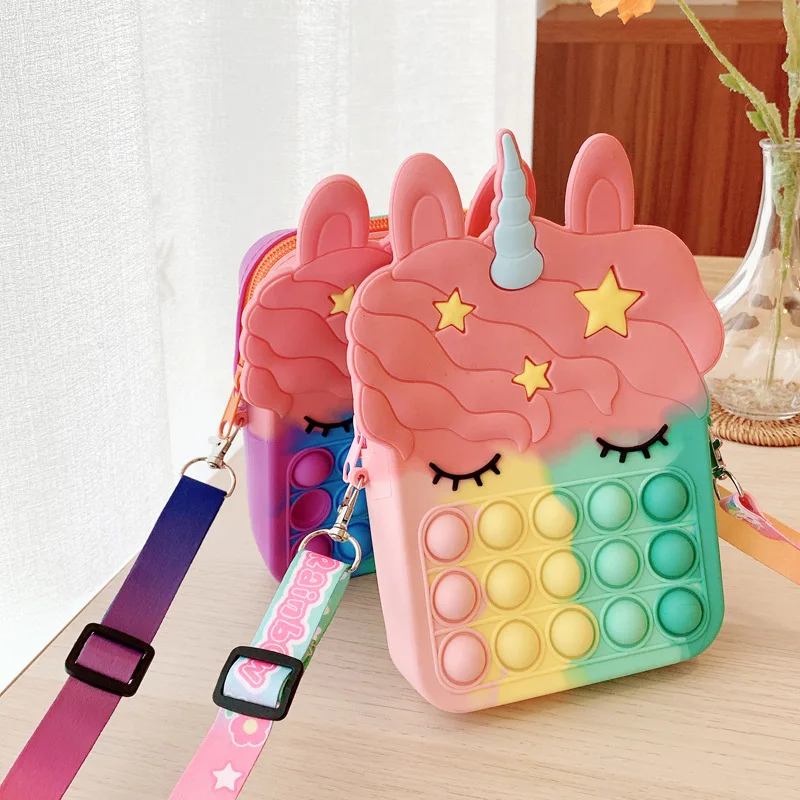 Timi's Large Silicone Push Pop Fidget Bags,Kids Bubble Pop Fidget Bag Unicorn Fidget Pops Item