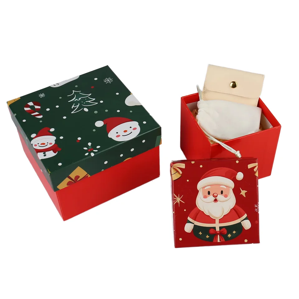 Customizable Classic Christmas Gift Boxes Set Rigid Paperboard Packaging Matt Lamination CMYK Embossing Elegant Base Lid Design
