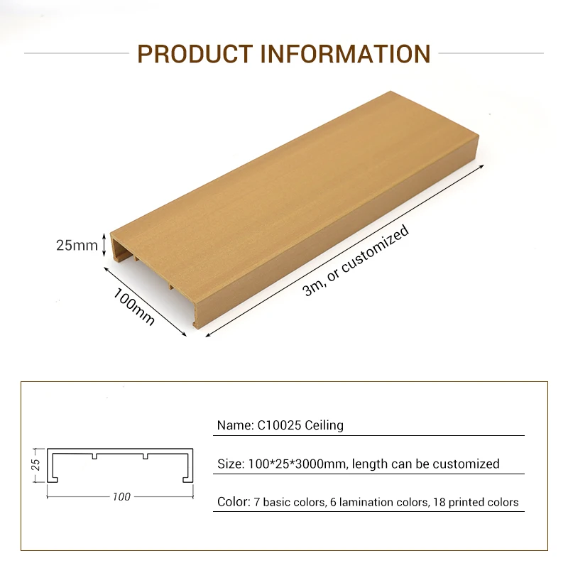 Plastic Composite Ceiling Decorative Roof Ceiling WPC  Modern Waterproof False Ceiling Wall Panel
