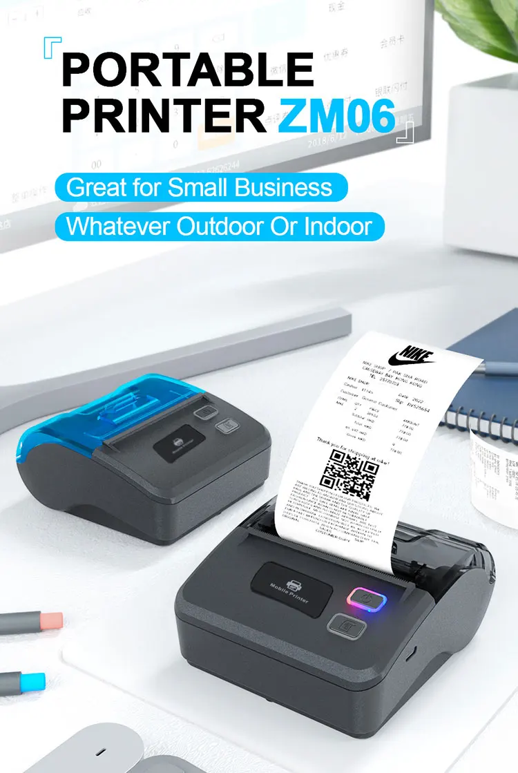 Zywell Portable Mini Inkless 80mm Thermal Receipt Printer