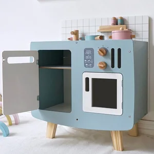 EDULAND Nordic Retro Wooden Simulation Kitchen Play Set Small Student Cooking Stove Children's Role Playing Cooking Games Kids
