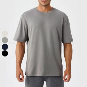 Custom Men's Summer Fitness Sports T-Shirt 60% Cotton 40% Polyester Breathable Quick Dry Plus Size Gym T-Shirt Printed Design