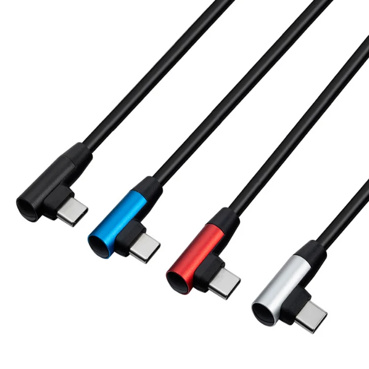 Type C L Shape Male to Male 90 Degree Fast Charging Cable Aluminum Shell Right Angle USB C Data Cable