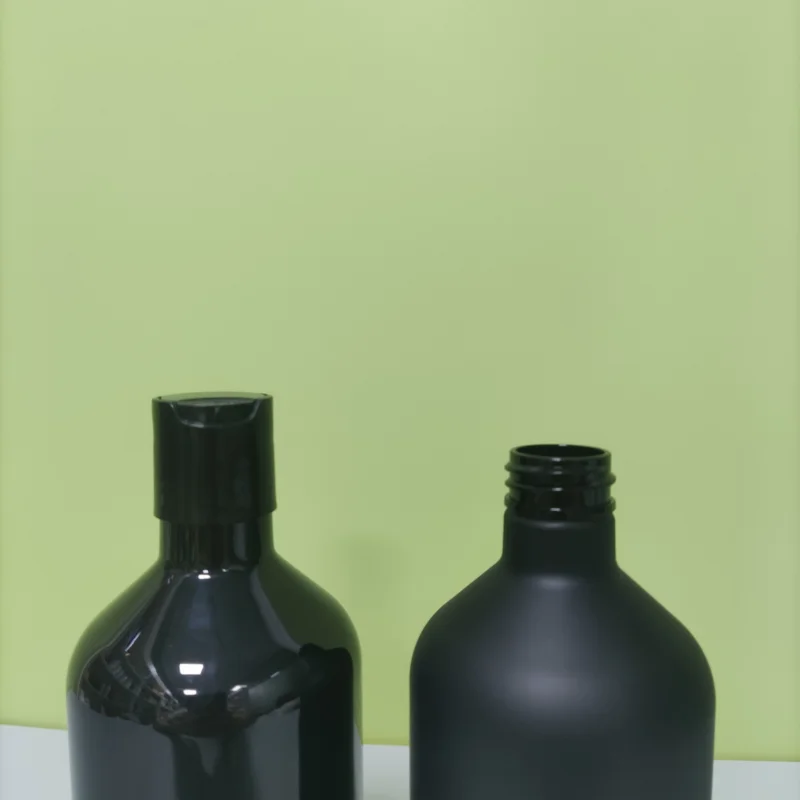 Custom Luxury Matte Black Frosted PET Plastic Emulsion Pump Bottle 500ml Shampoo Bottle Cosmetic Packaging