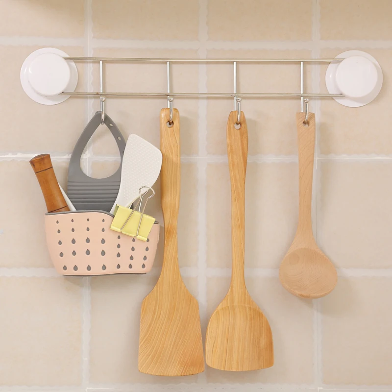HelloWorld Sink Shelf Soap Sponge Drain Rack Silicone Storage Basket Bag Faucet Holder Adjustable Bathroom Holder Sink Kitchen Accessories
