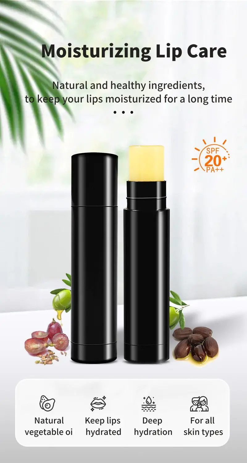Wholesale Custom Logo Care Lip Natural Organic Fruit Mint Vitamin C Long Lasting Moisturizing Lip Balm