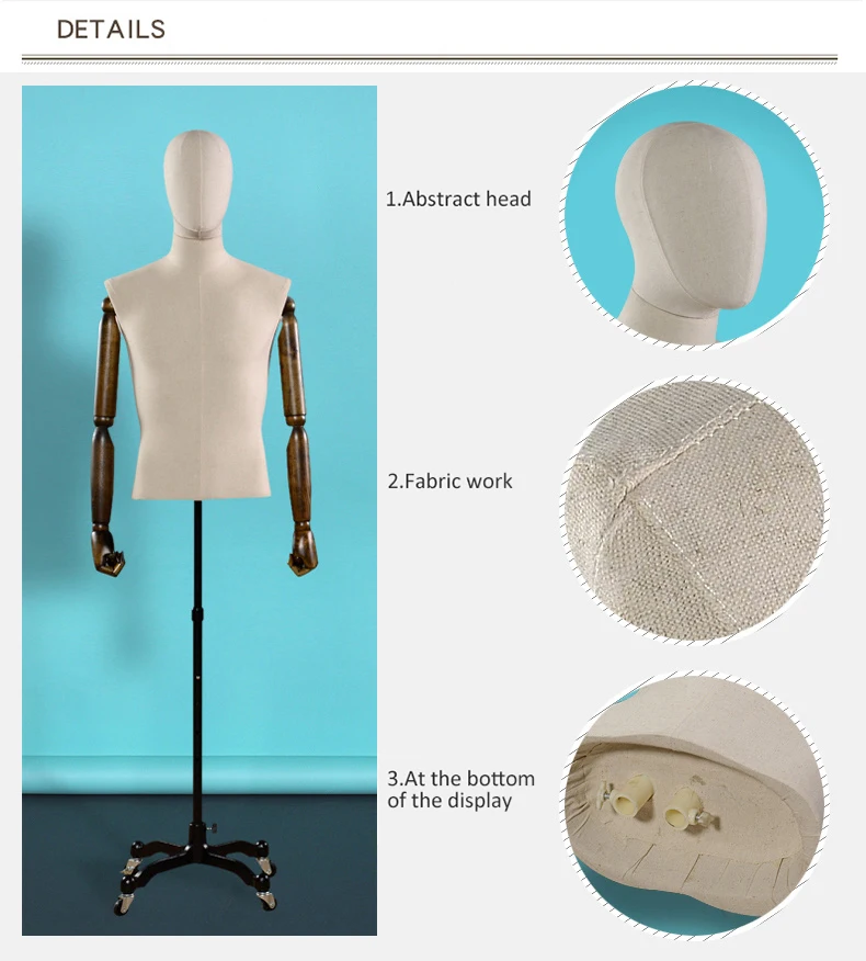 Стекловолокно Европейский половины тела мужской дисплей пошив манекен с головой и руки