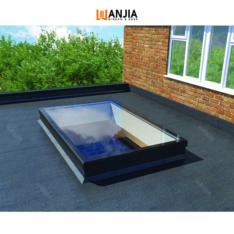 WANJIA New Function Design Waterproof Antislip Glass Roof Light Electric Double Glazed Automatic Skylight with Remote Control