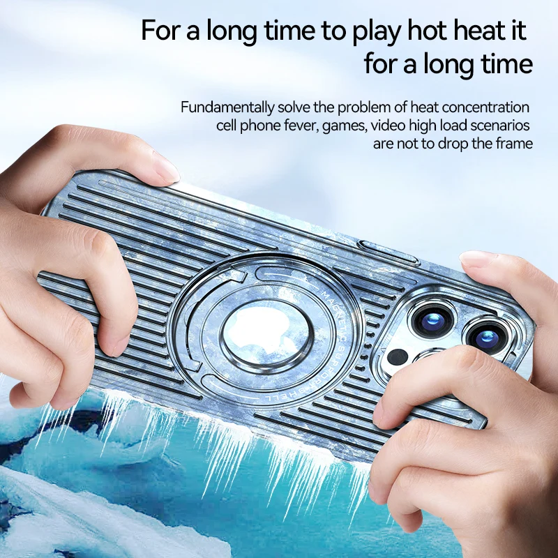 Heat Dissipation Magnetic Pull Rod Stand Phone Case Invisible Metal Bracket  Cooling Cover for iPhone 15 14 13 12 Pro Max