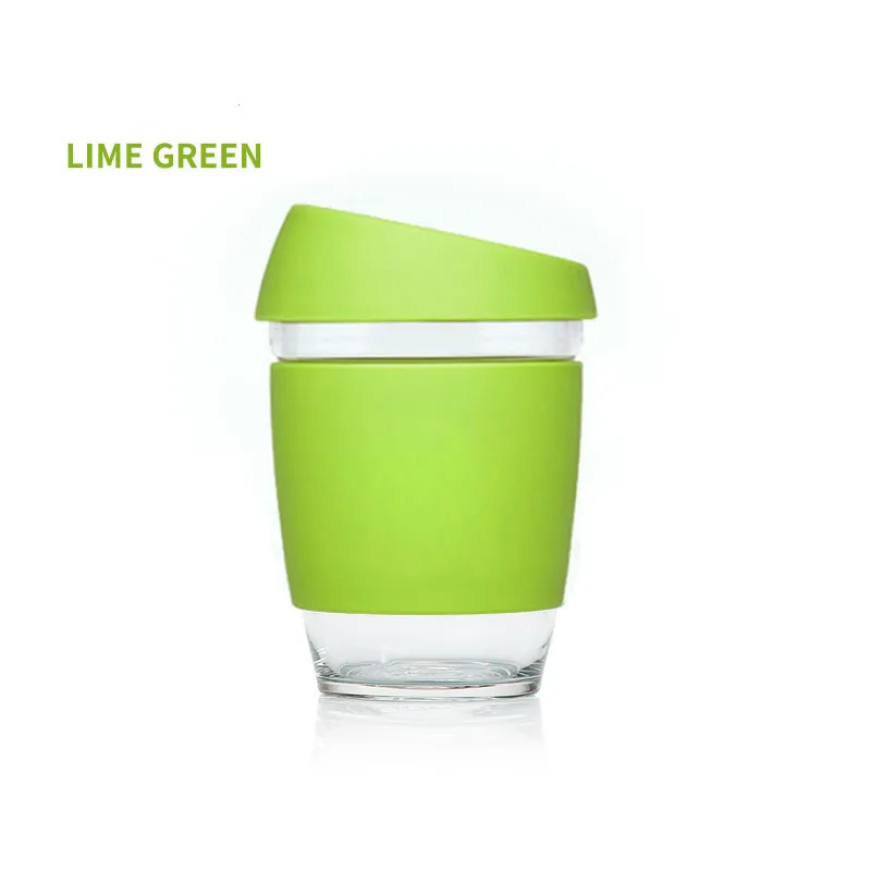 12oz High Borosilicate Glass Coffee Mug With Silicone Lid And Sleeve