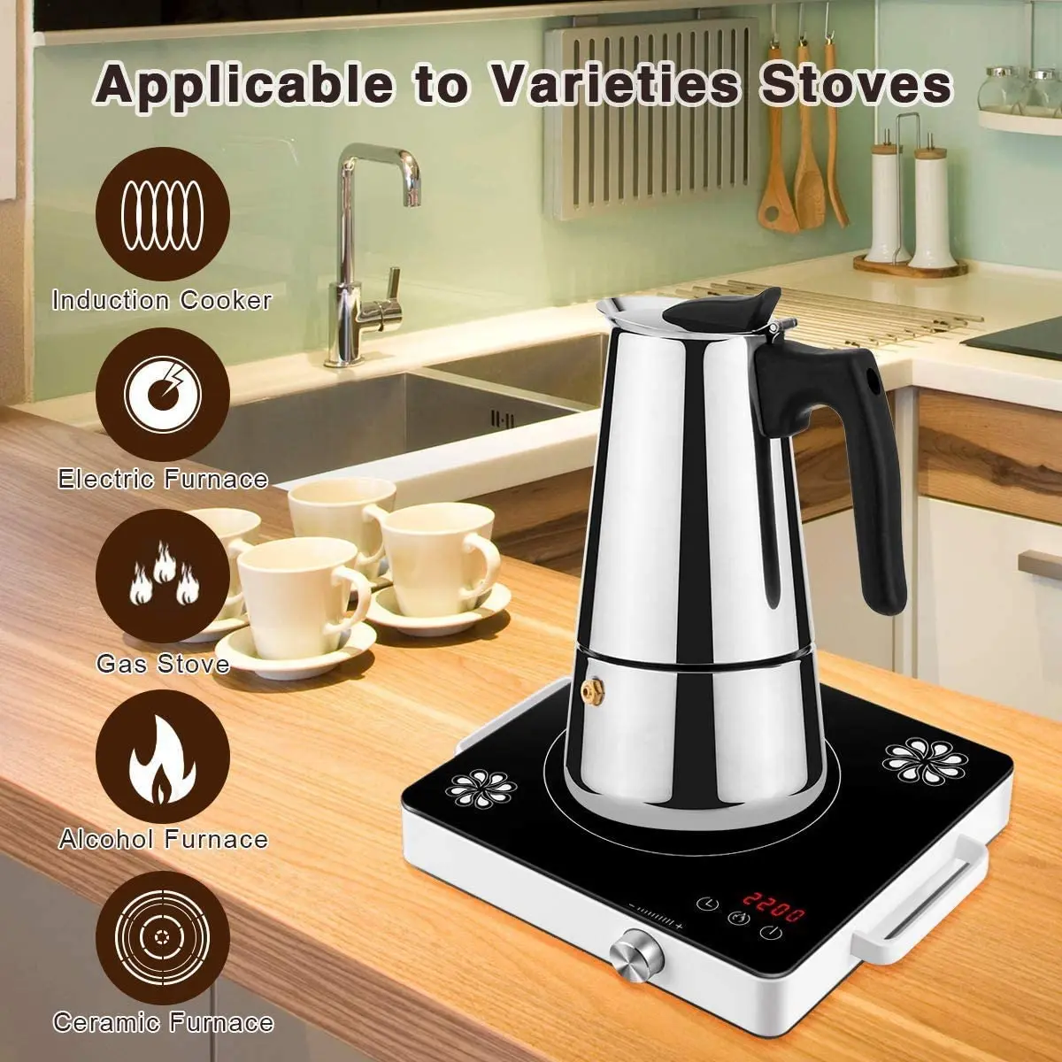 2/4/6/9 Cups Italian Coffee Percolator Espresso Coffee Pot Maker Stainless  Steel Moka Pot| Alibaba.com