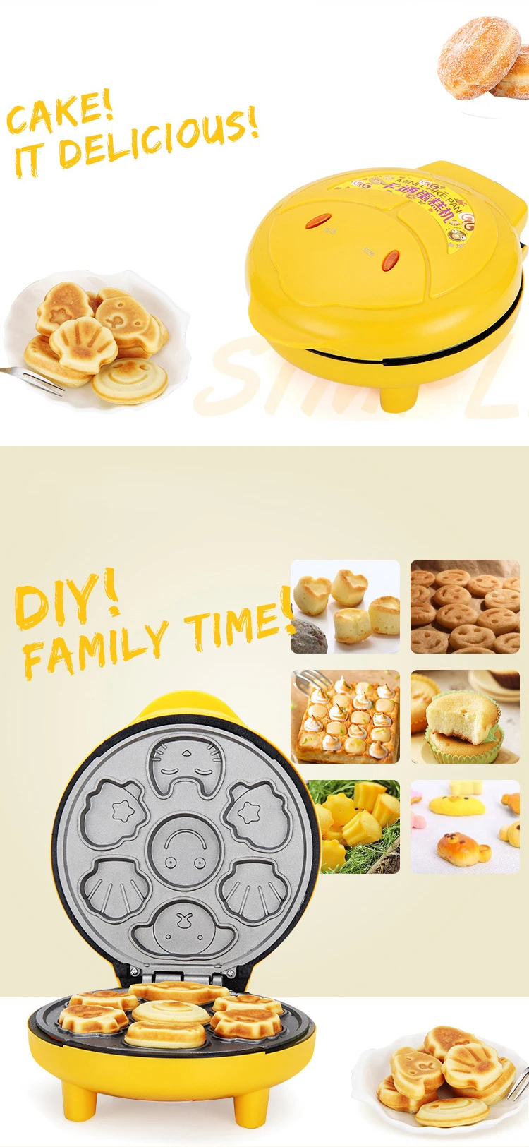 Cartoon Automatic Cake Baking Machine Small Toaster Double Heating