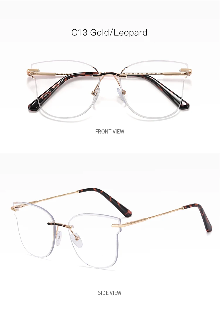 New Arrival Rimless Eyeglasses Frame Optical Glasses Uv400 Protection Eyewear Trends Uv400