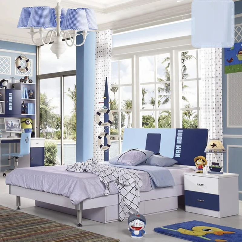 Luxury Blue Kids Bedroom Set Solid Wood Stylish Design