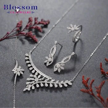 Blossom CS Jewelry High Quality Sterling Silver 925 Fashion Shiny Cubic Zirconia Wholesale Bridal Fine Jewelry Sets For Women