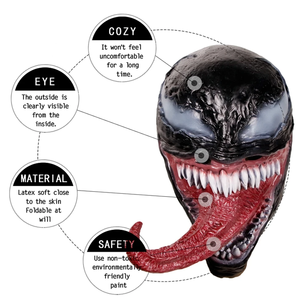 Wholesale Venom Mask Halloween Dark Cosplay Superhero Venom Long Tongue  Latex Horror Headgear Halloween From m.alibaba.com