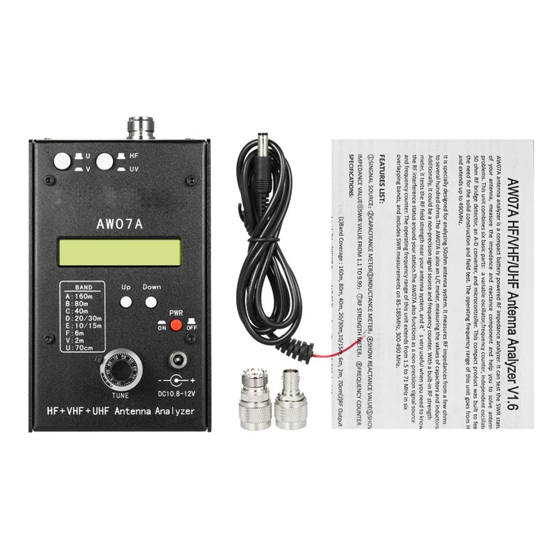 AW07AアンテナアナライザーHF/VHF/UHF 160MインピーダンスSWRアンテナ
