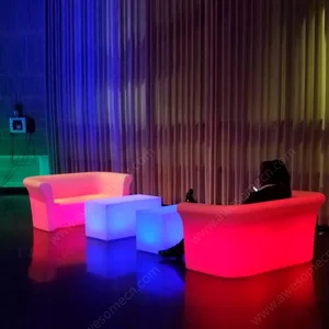 Modern Led Illuminated Lounge Sofa Set Waterproof	Light-up Furniture for Bar Night Club Party With Backrest
