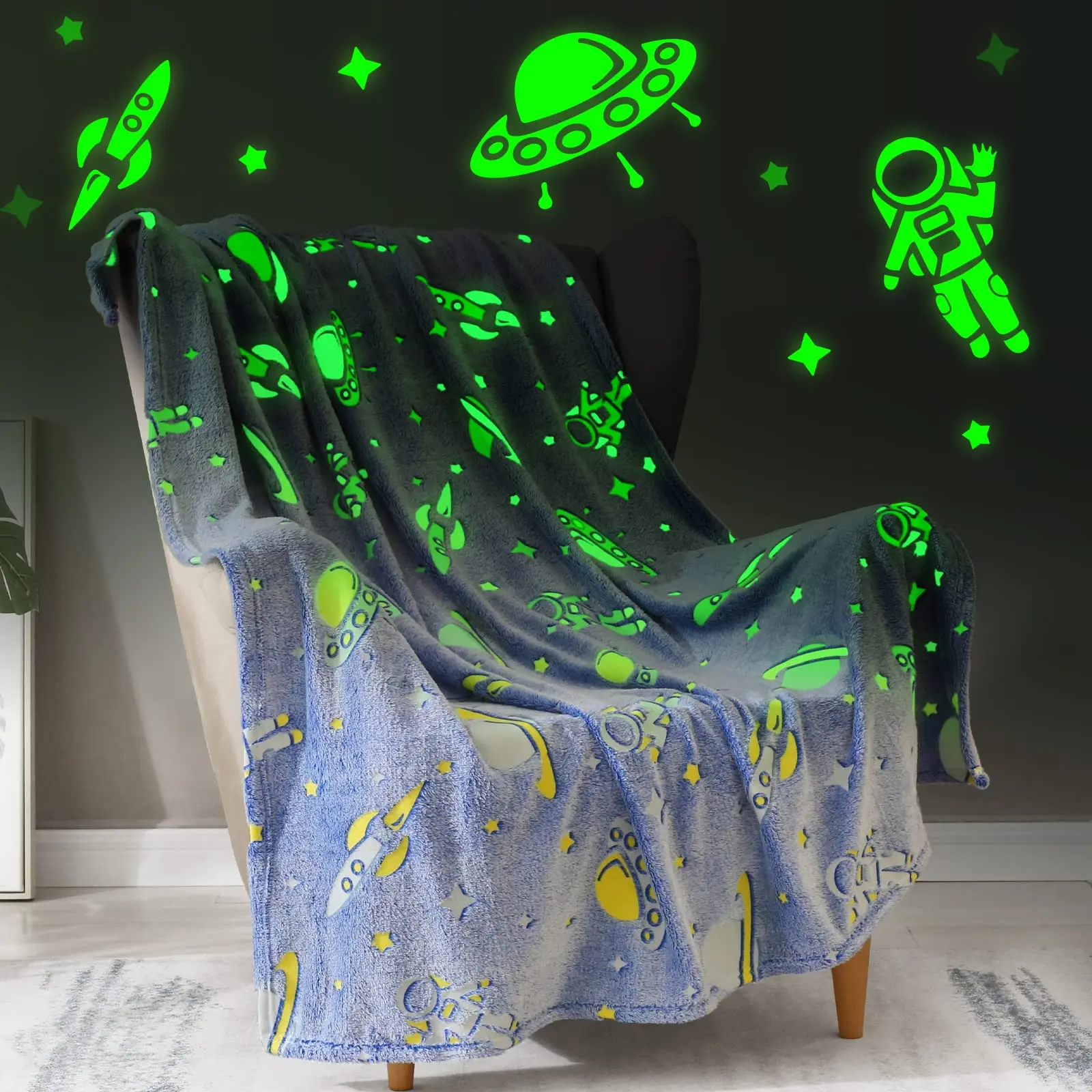 Glow In The Dark Baby Blanket Kids Blanket Custom Luminous Throw