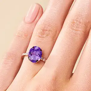 Customized High Quality American Style Women Rings Amethyst Wholesale Lots 925 Sterling Silver Natural Amethyst Stone Rings 925