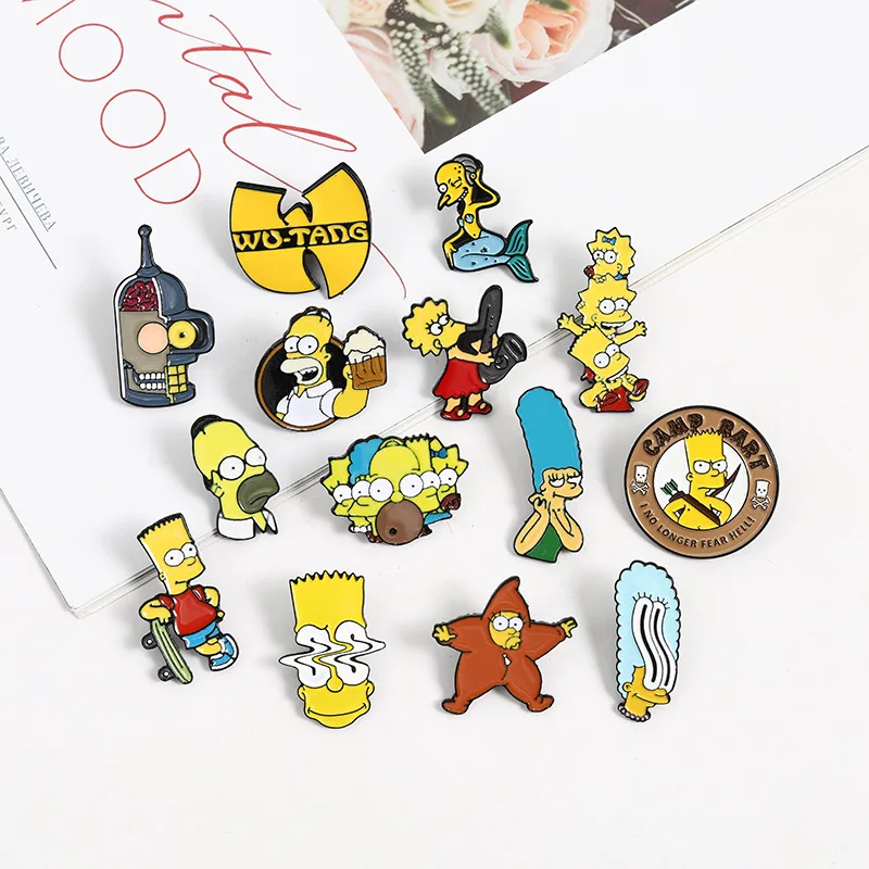 24 Styles in Stock Factory Directly Funny Animated Sitcom Simpsons Pin Badge Cartoon Alloy Metal  Simpson Enamel Pin