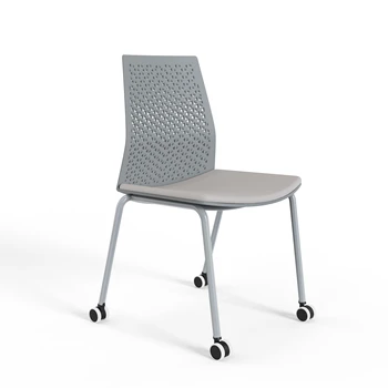 Wholesale college university school training chair with casters classroom single student study plastic silver color