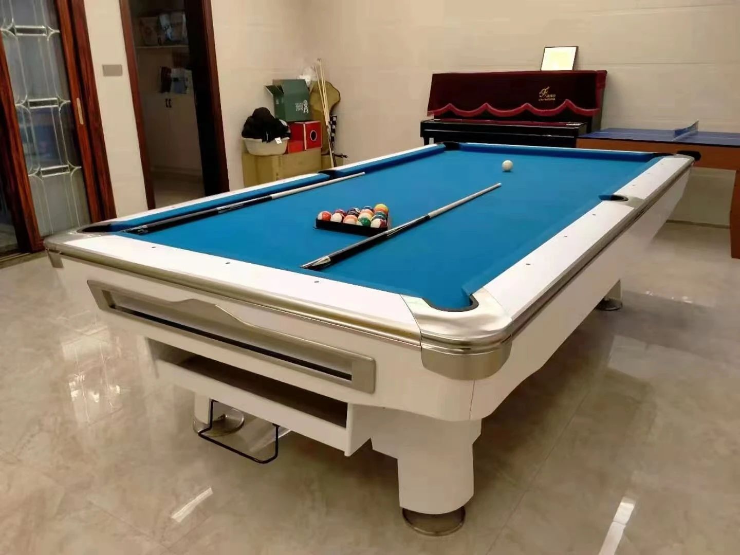 Professional Tournament Top Quality 9ft Slate Pool Billiard Table with Automatic Ball Return System with Accessories on Sale
