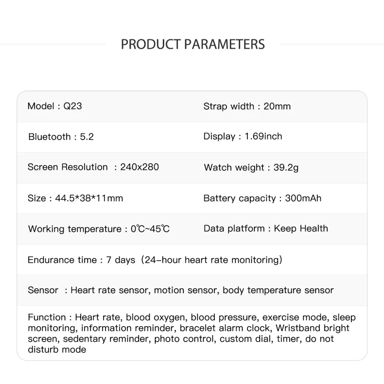 1.69 Inch HD Screen Sport Smart Watch Full Touch Waterproof IP67 Fitness Health Tracker OEM Reloj Inteligente Q23 (13).JPG